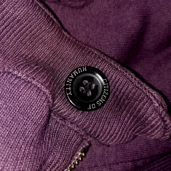 CITIZENS OF HUMANITY Zip Up Cotton Jersey Knit Rolled Collar Jacket Sz M Purple - Picture 10 of 11